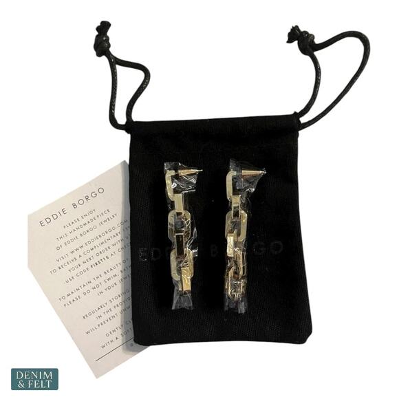 Eddie Borgo Supra Link Drop Earrings Gold 12K Finish Modern Luxe Statement NEW - Picture 6 of 10
